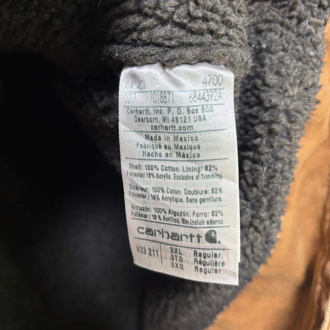 3XL 칼하트 양털 쉐르파 덕 액티브 자켓 베스트 카멜 된장 상품이미지3