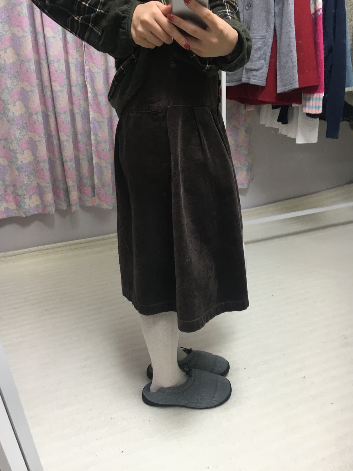 브라운 코듀로이 스커트 상품이미지5