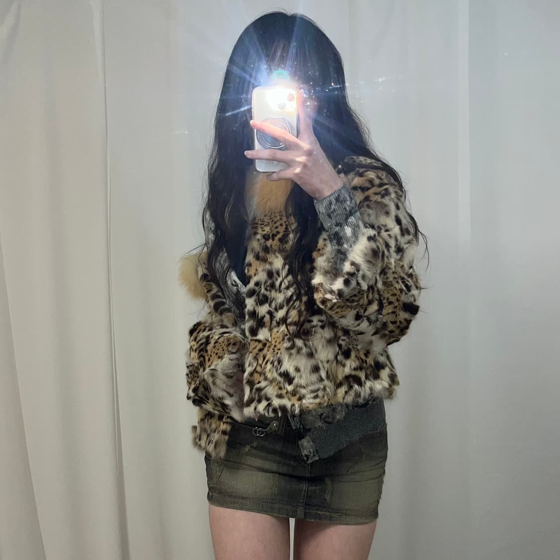 레오파드 퍼 자켓(래빗/폭스 믹스) 상품이미지3