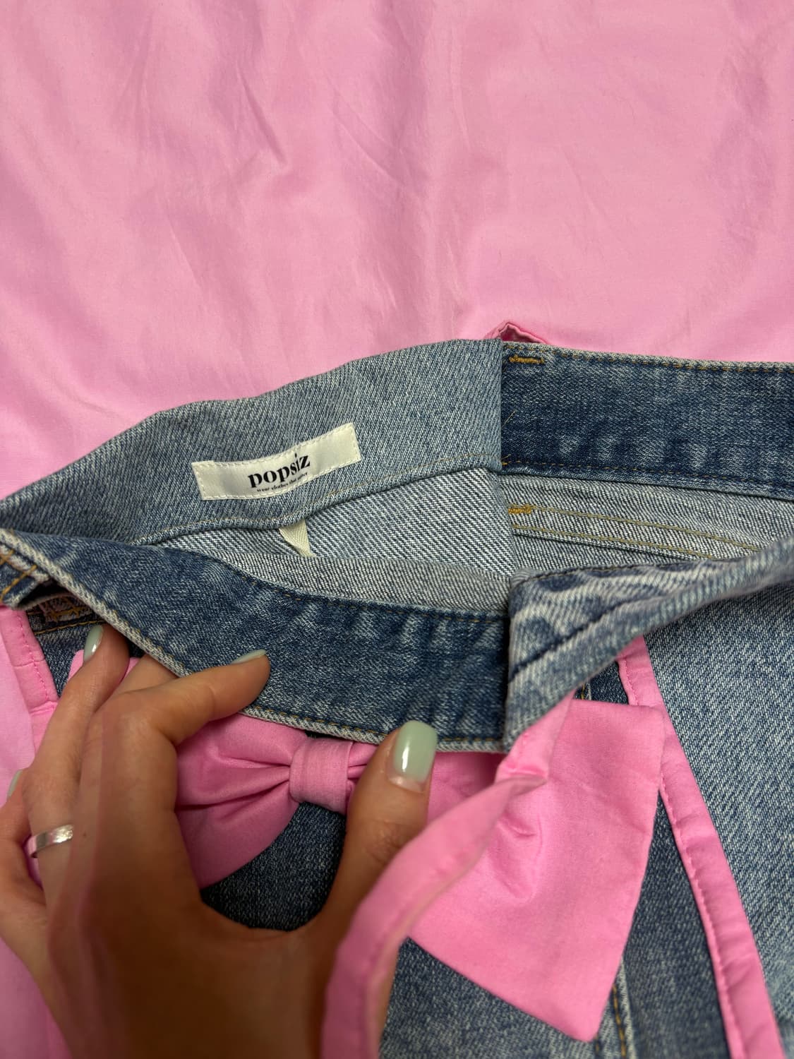 데님 키치리본 백 상품이미지4