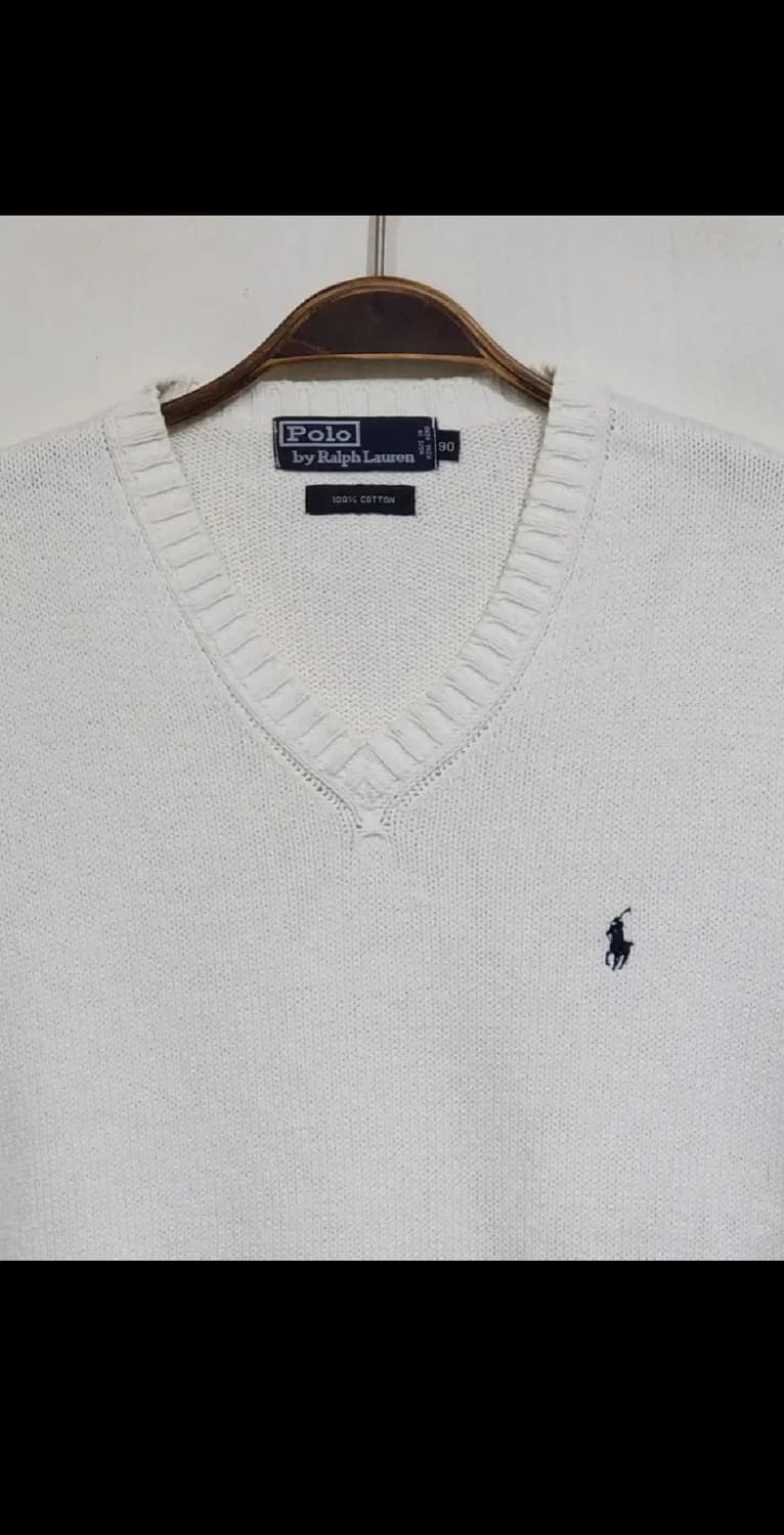 (95) 랄프로렌 폴로 니트조끼 화이트 로고 베스트 브이넥  상품이미지2
