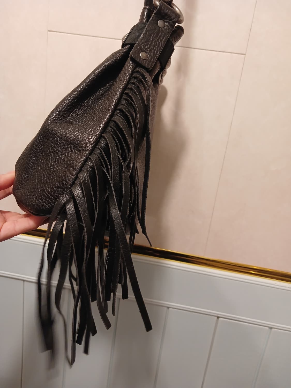 할리데이비슨 정품 남여공용 블랙 레더 숄더백 상품이미지4