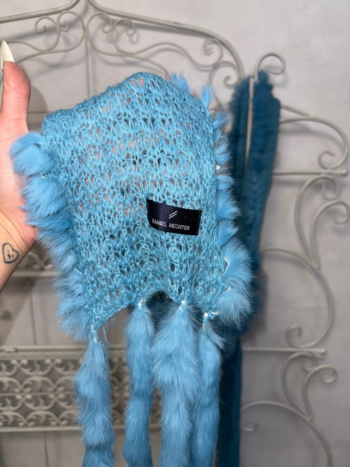 Daniel Hechter blue rabbit fur muffler 상품이미지5