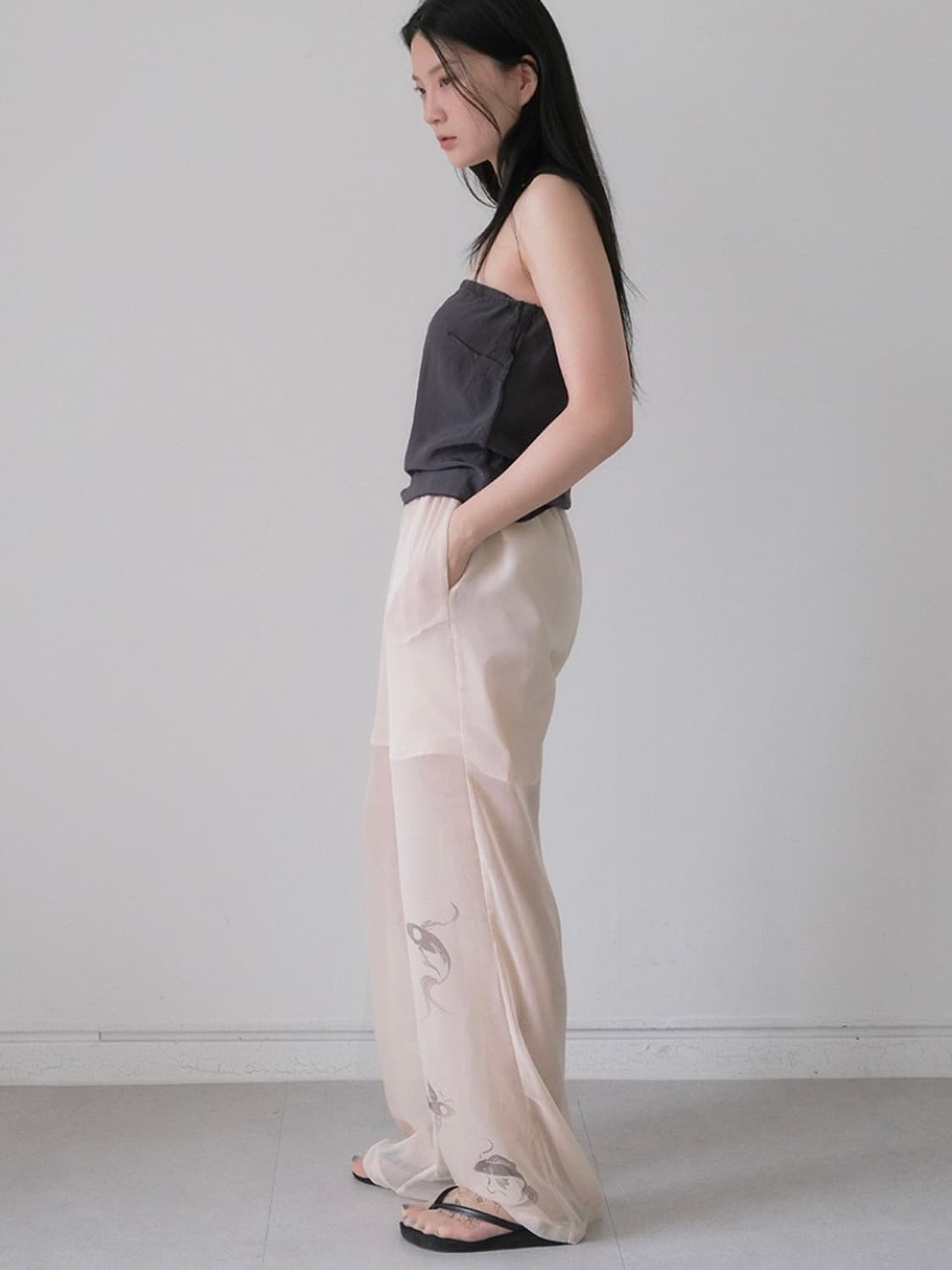 디파블로 베이지 시스루 팬츠 Beige see through pants 상품이미지4