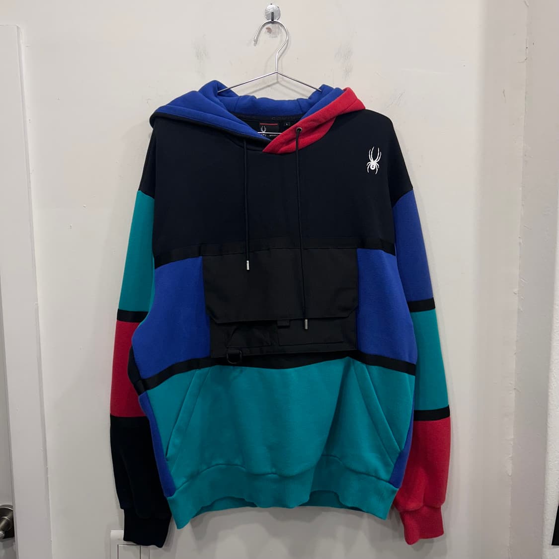 스파이더 컬러 블록 투웨이 테크포켓 후드티 상품이미지2