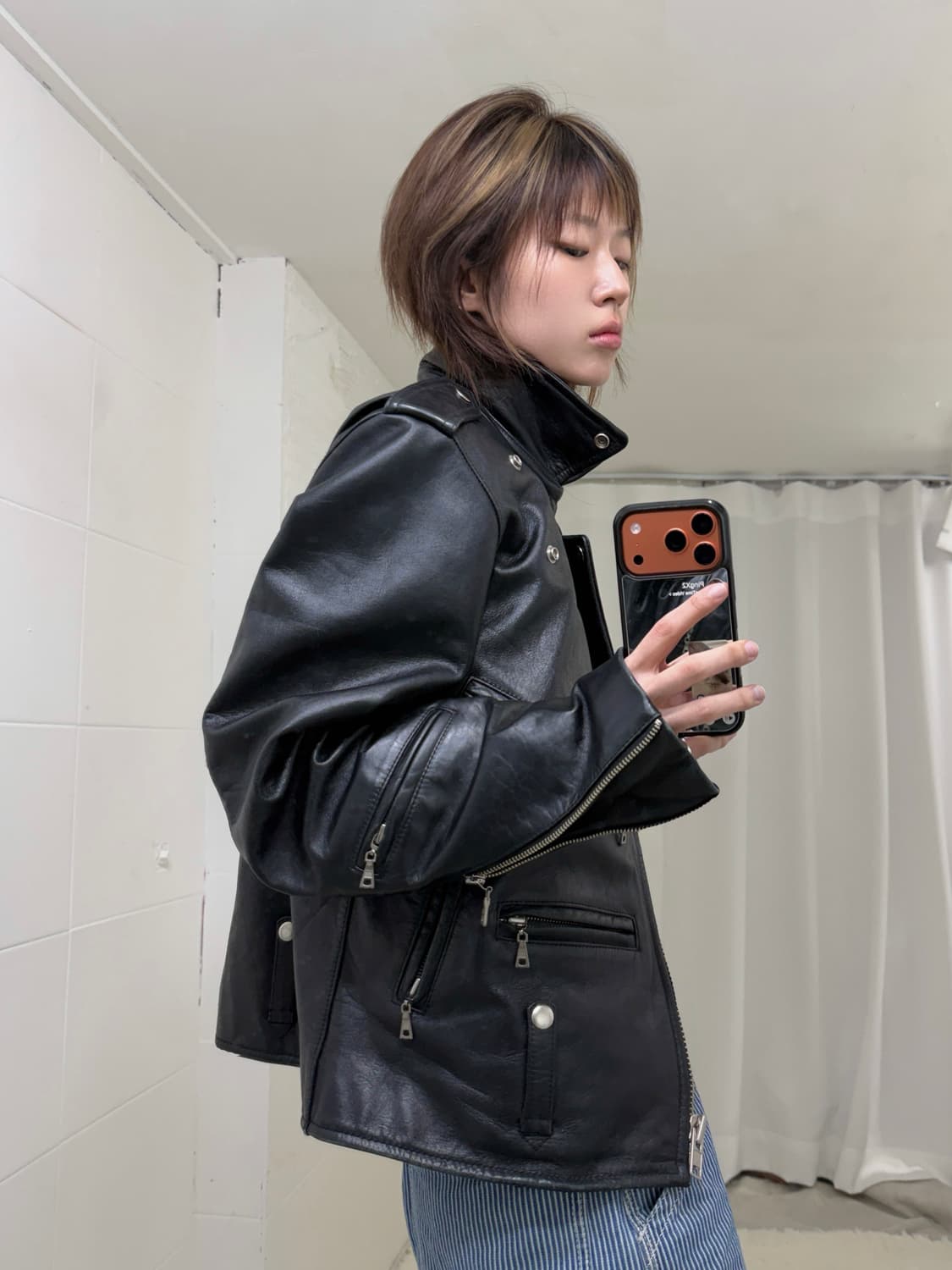 빈티지 레더 라이더 자켓 상품이미지2