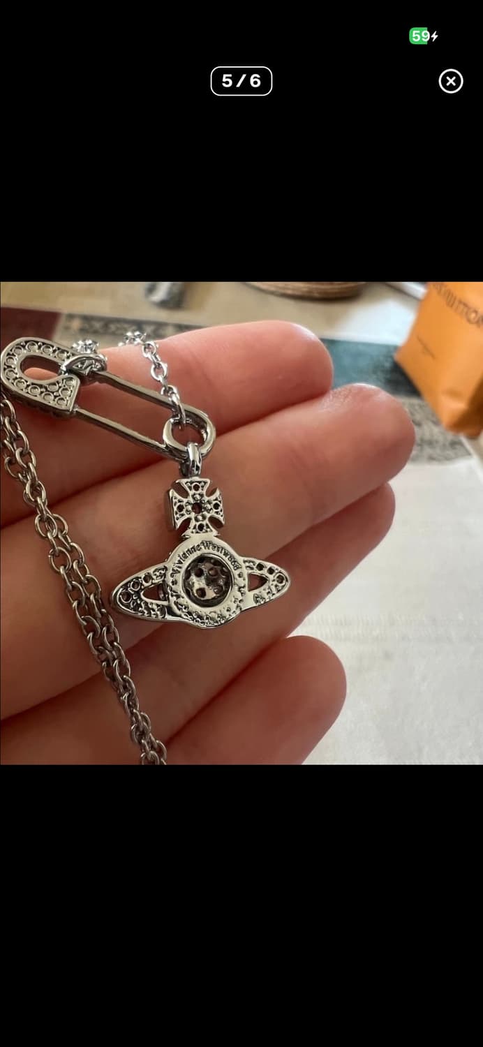 비비안웨스트우드 아카이브 세이프티핀 바스릴리프 orb 진주펄 초커 상품이미지5