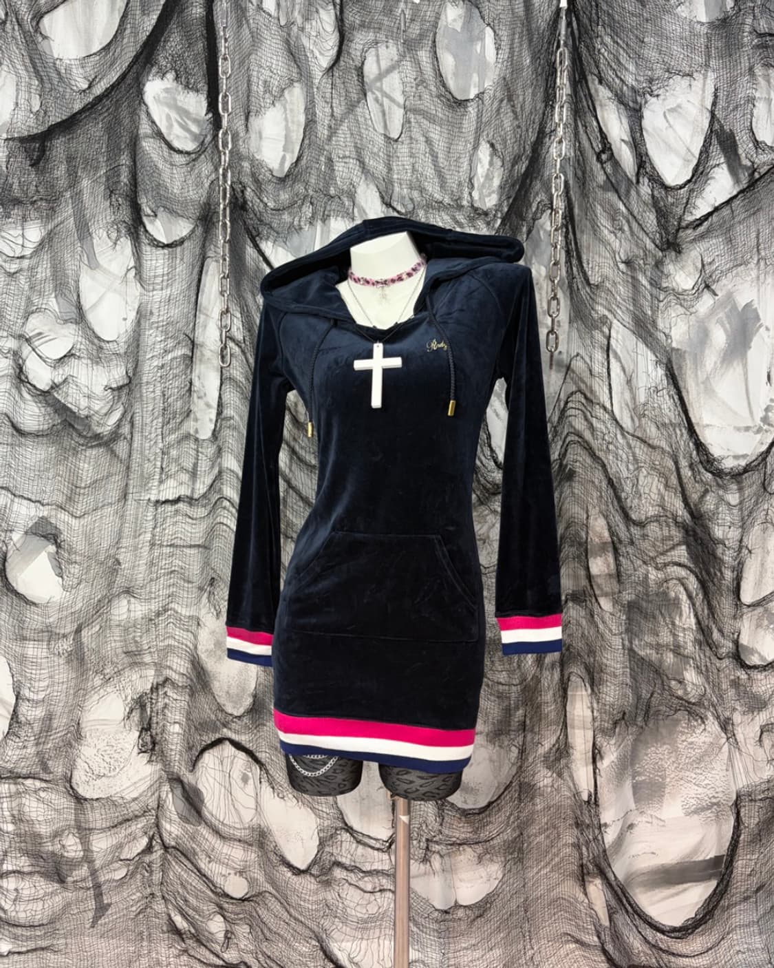 Y2K Velvet slim pit mini one piece 상품이미지3