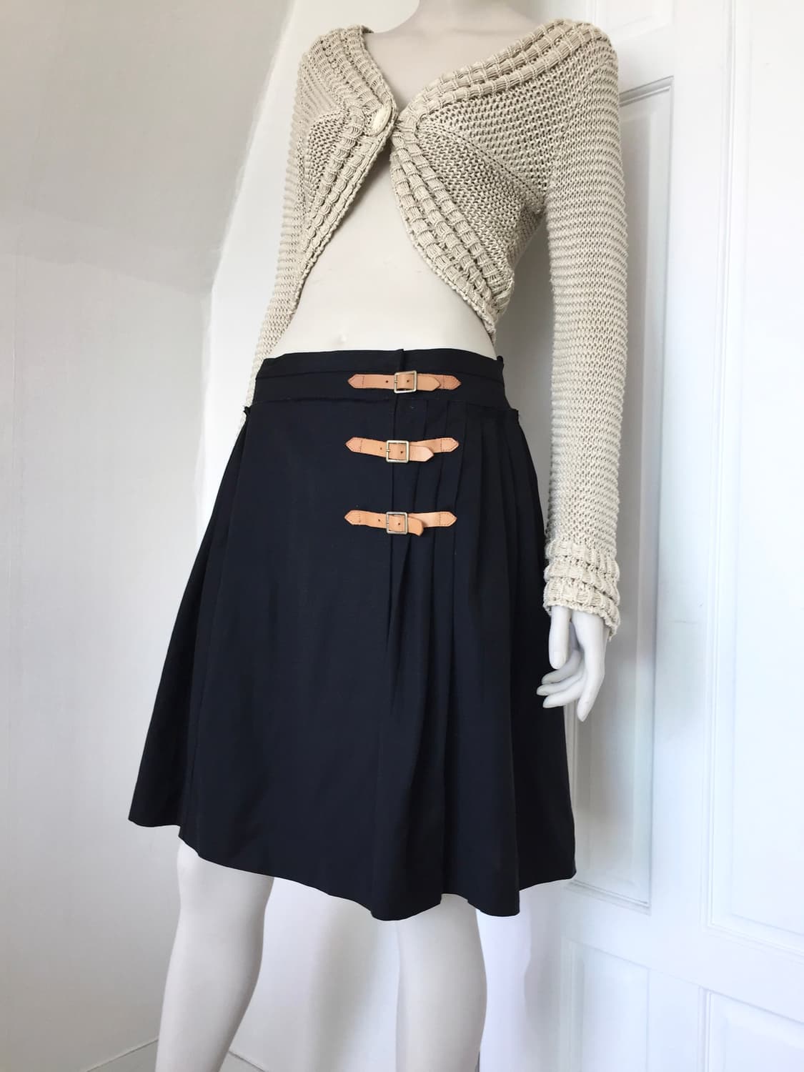 Belted Pleated Wrap Midi Skirt 상품이미지1