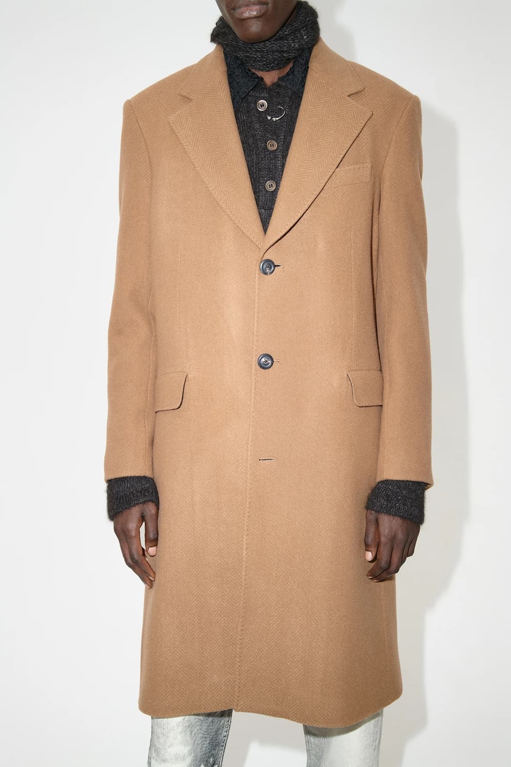 아워레가시 돌핀 코트 카멜 슬라일리 헤링본 52사이즈 상품이미지2