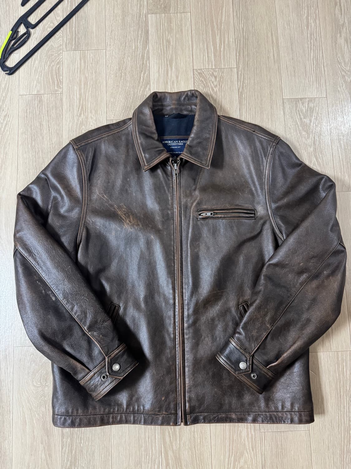 L 아메리칸이글 스포츠 브라운 레더 자켓 /뉴스보이맛 더블알엘 상품이미지1