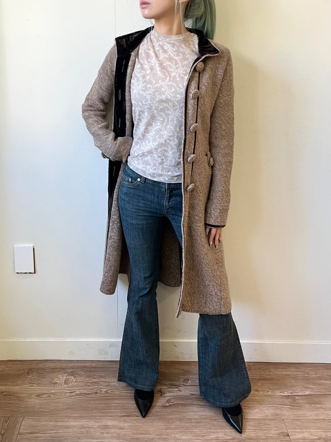 NOVESPAZIO 자수 트임 데님 진 상품이미지9