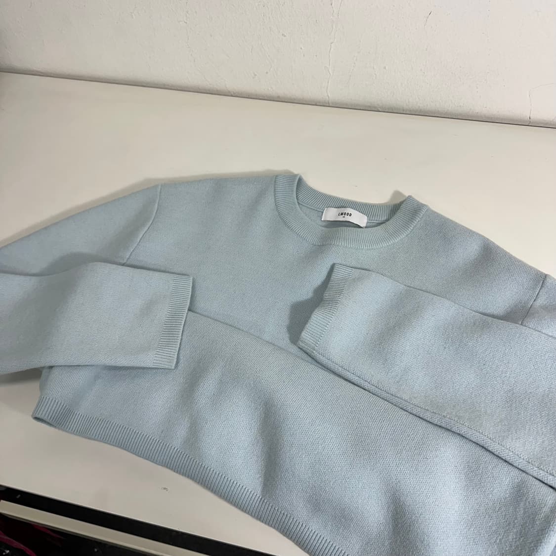 48 엘무드 스카이블루 울 라운드니트 상품이미지1