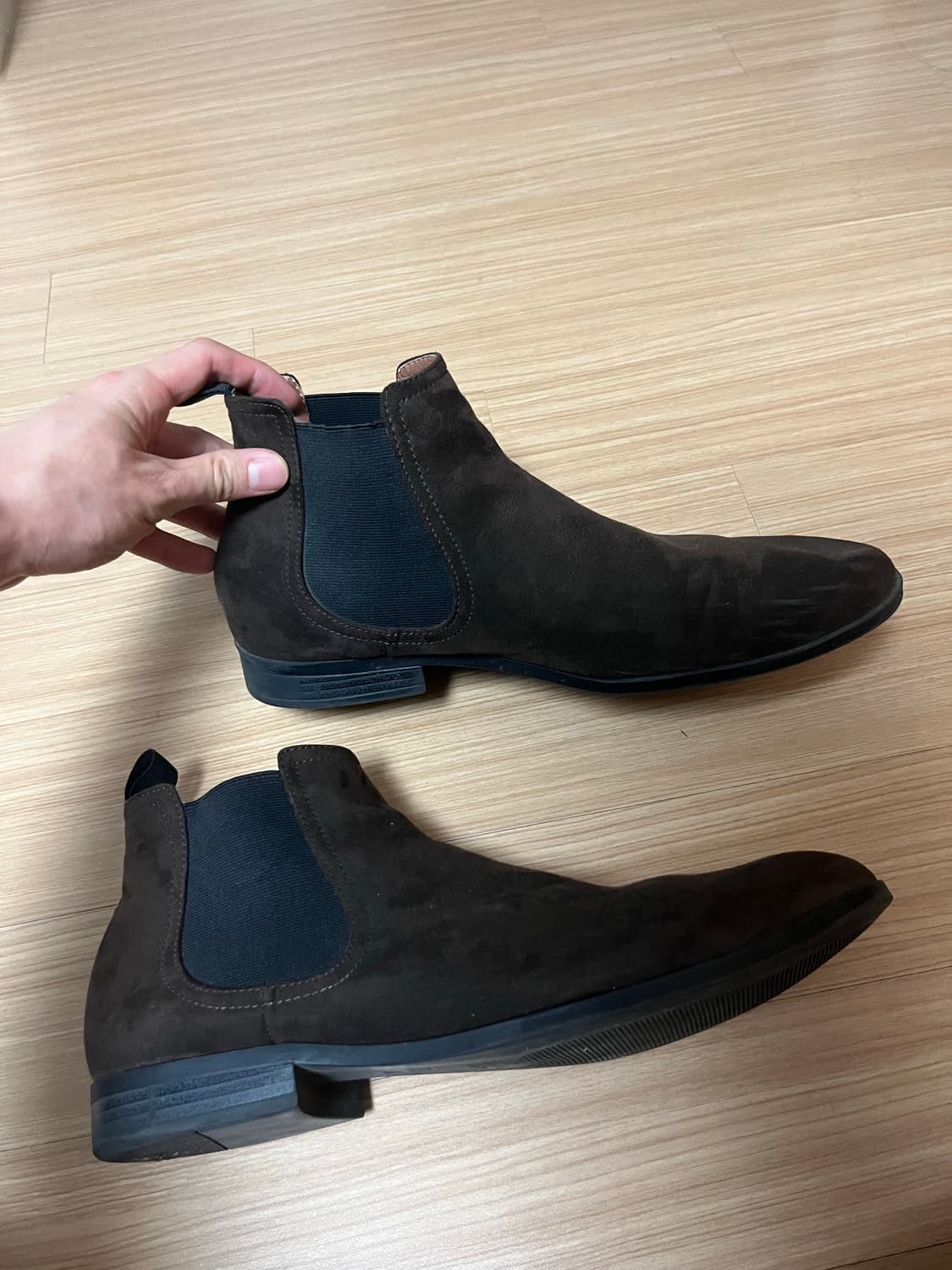 H&m 브라운 스웨이드 첼시 부츠 상품이미지1