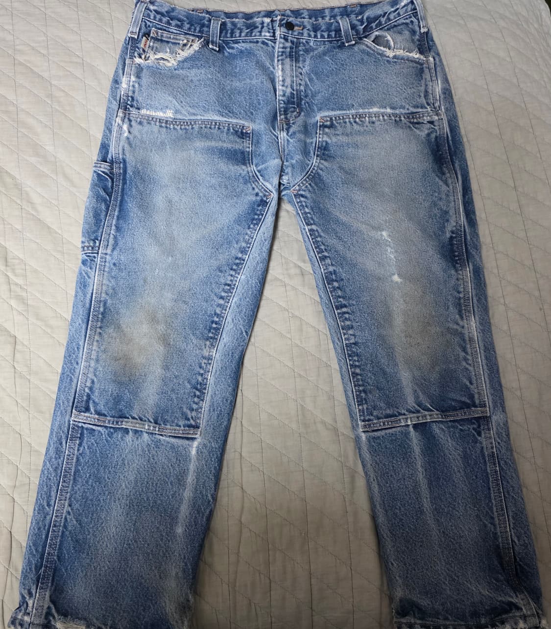 [40X30] 빈티지 칼하트 더블니 FR 데님팬츠 워시드 B20 상품이미지1