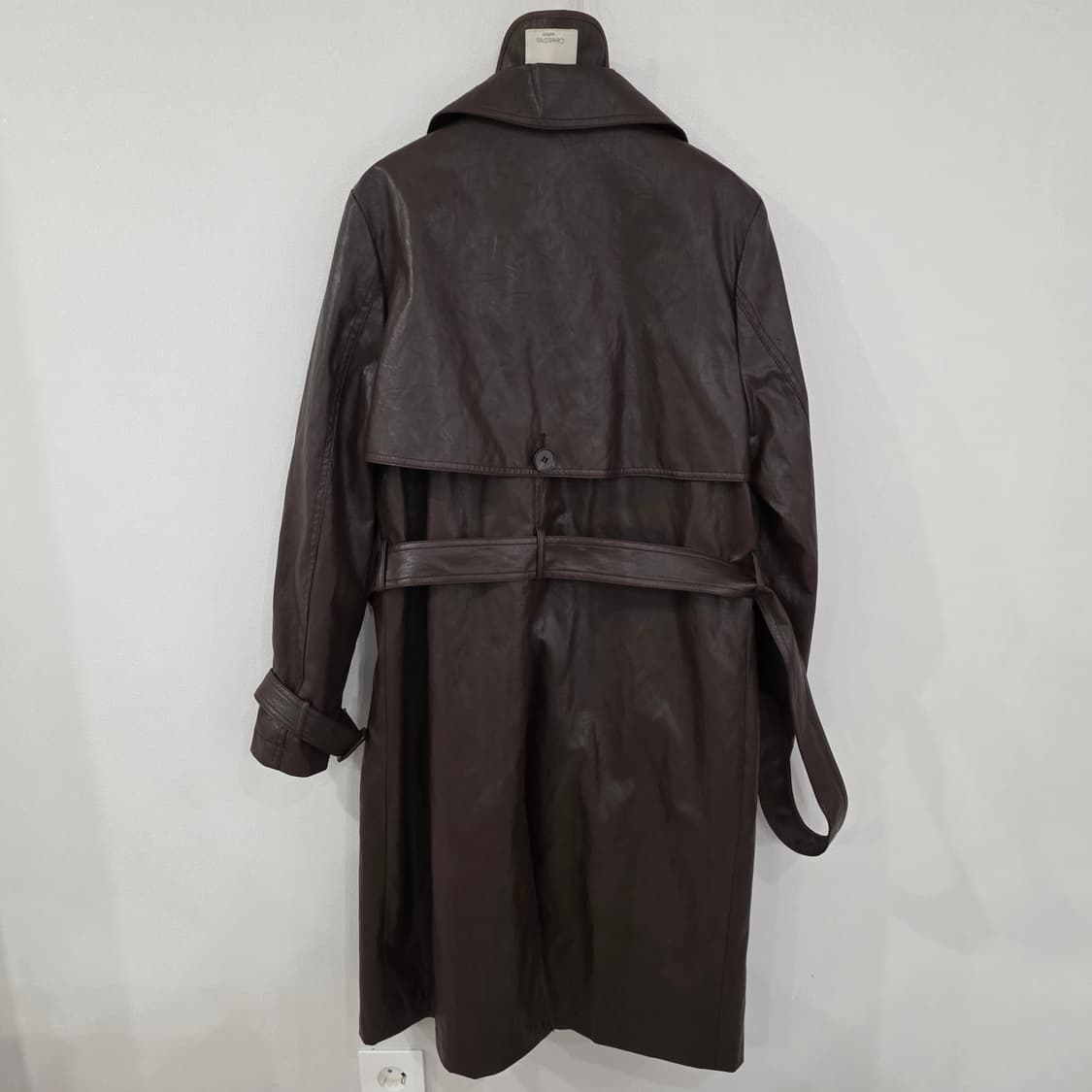 CelebShop 브라운 가죽 트렌치 코트 상품이미지5