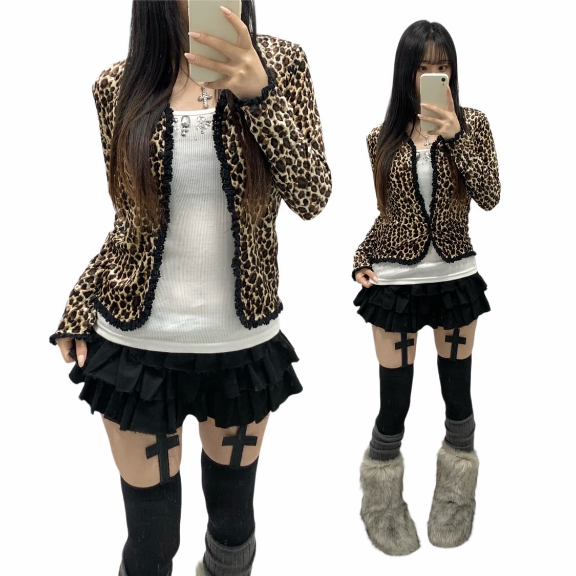 [MAI BABI] 오네갸루 레오파드 호피 가디건 상품이미지1