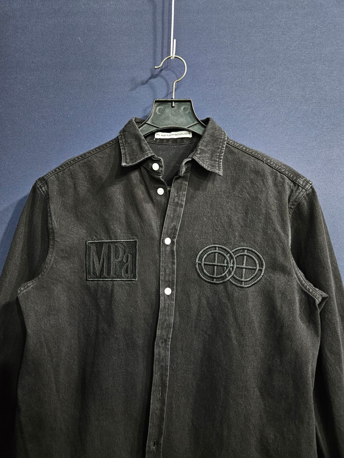 플라스틱 프로덕트 블랙컬러 남성 오버핏 90~95 데님셔츠  상품이미지7