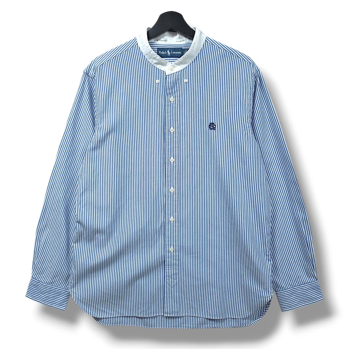 [XL] 폴로 화이트&블루 스트라이프 헨리넥 긴팔셔츠 상품이미지1