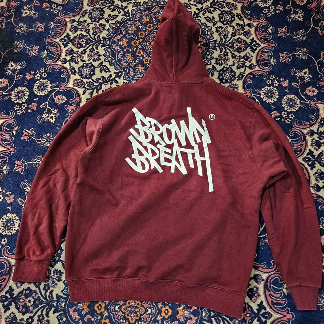 브라운브레스 빅로고 버건디 후드 티셔츠 상품이미지3
