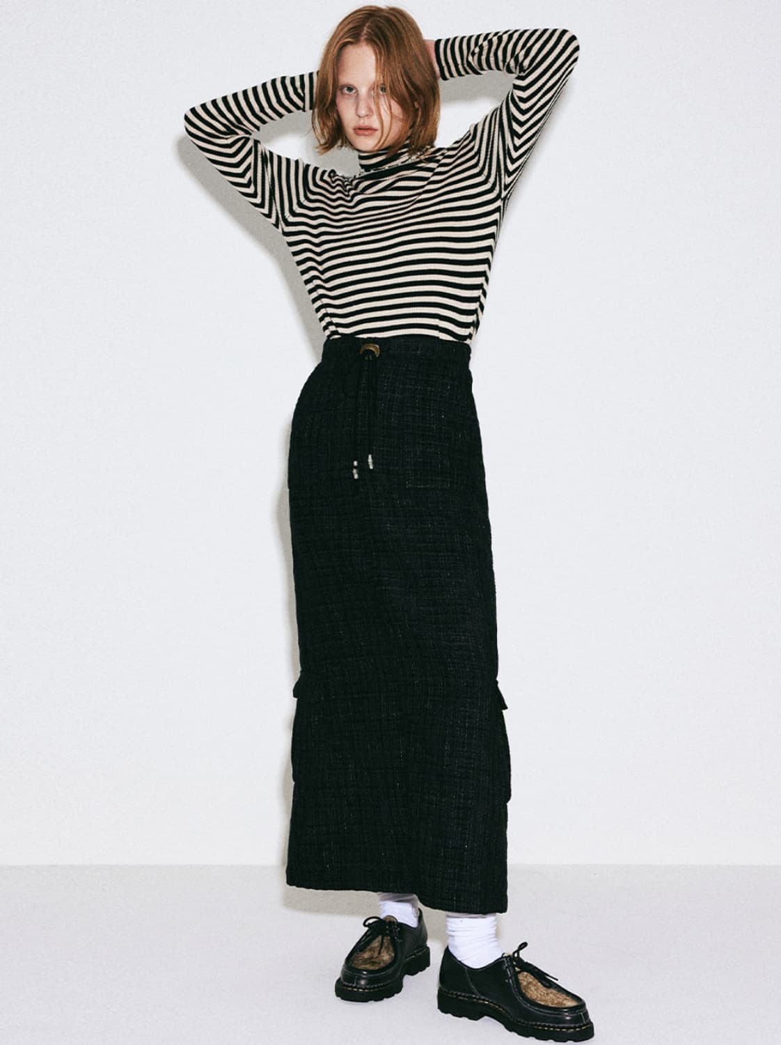 Star Dust Concho Cargo Skirt Tweed black 상품이미지3