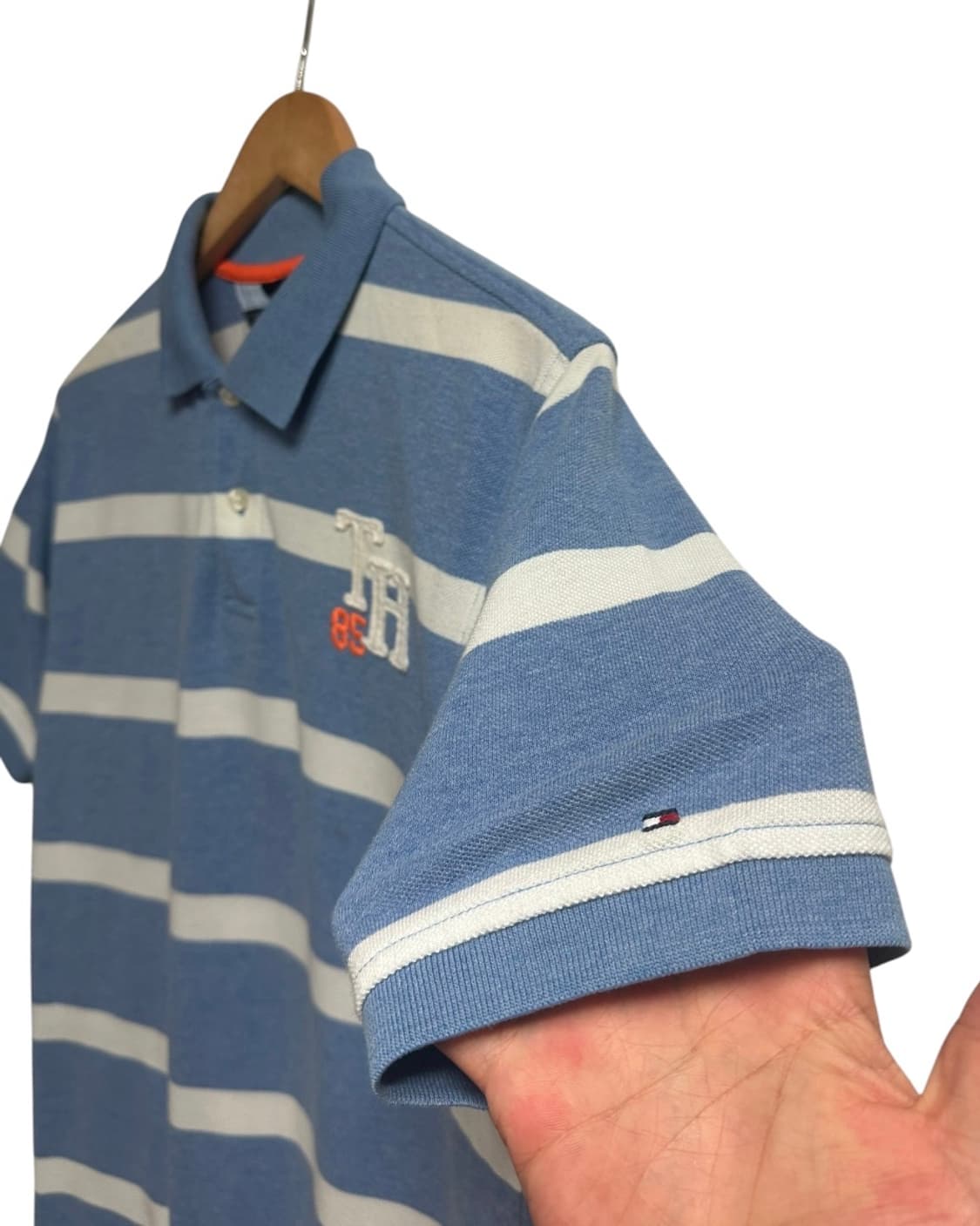 타미힐피거 스트라이프 카라티 아쿠아블루 XL size 상품이미지3
