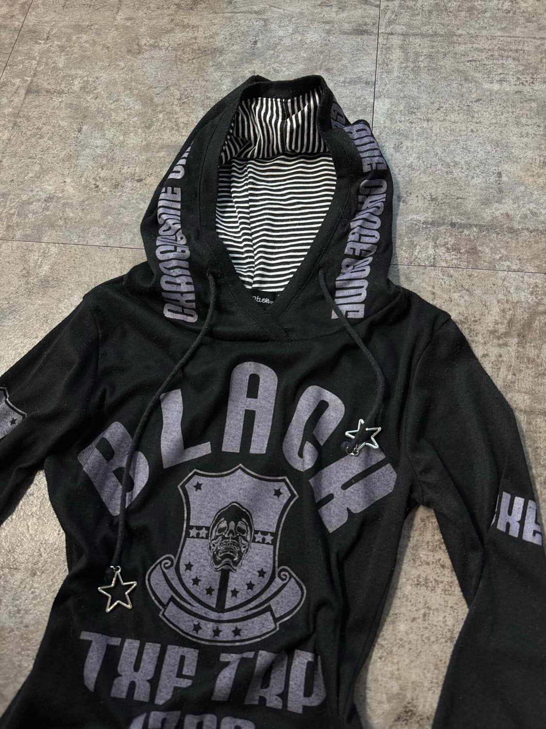 스타 펜던트 스트링 펑크 타입 후디 원피스 상품이미지5