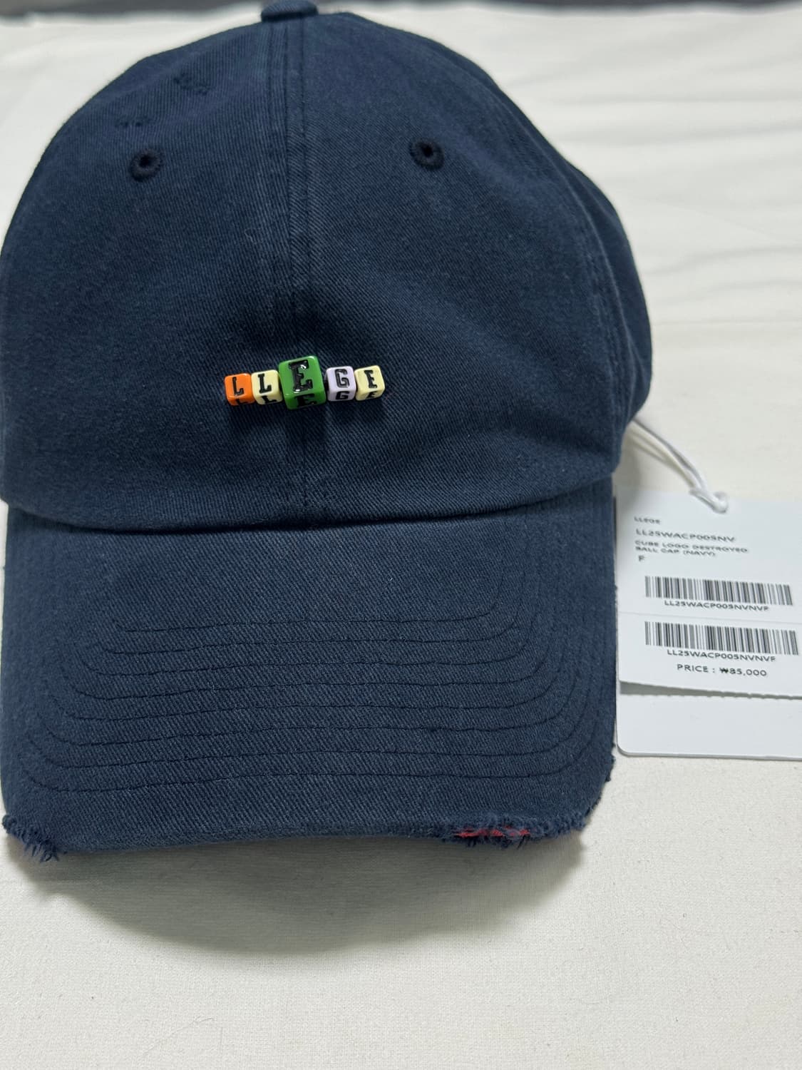 LLEGE 리지 / 큐브 로고 디스트로이드 볼캡 (네이비) / os 상품이미지2