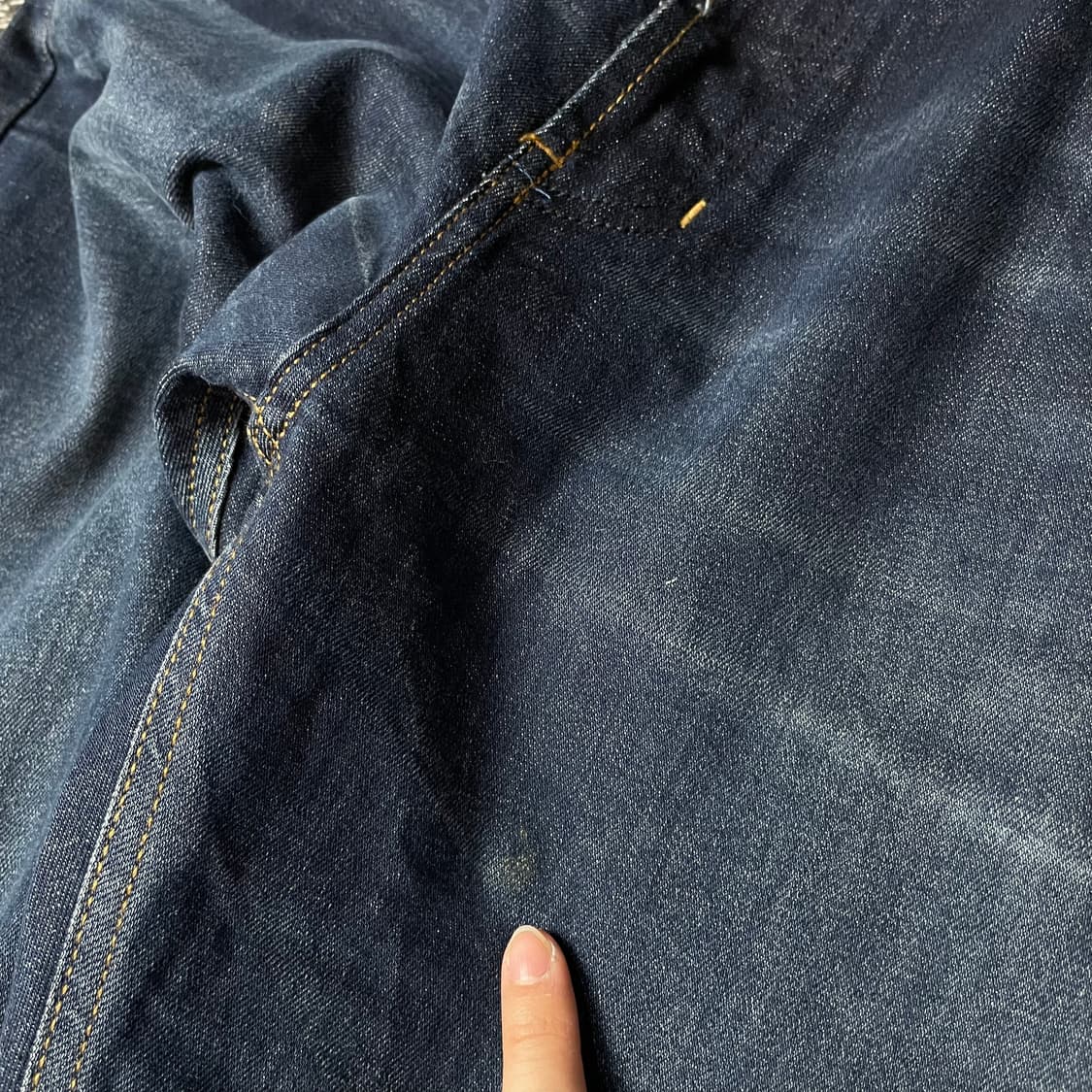 (36) 에비수 진청 레드 스티치 워싱 데님 팬츠 슬림 스트레이트 핏 상품이미지6