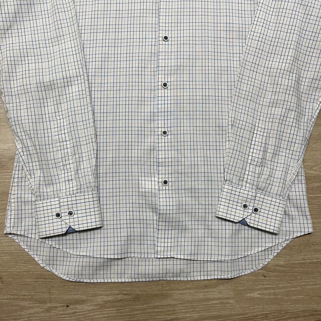 랑방 컬렉션 슬림핏 라운드햄 체크 긴팔셔츠 [화이트] XL/105 상품이미지3