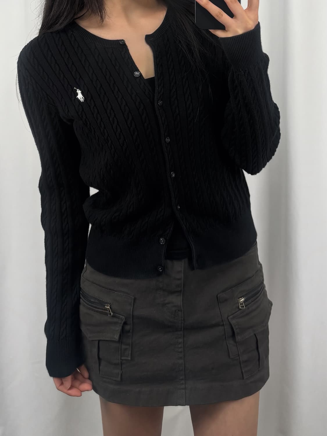 폴로 블랙 꽈배기 니트 가디건 상품이미지2