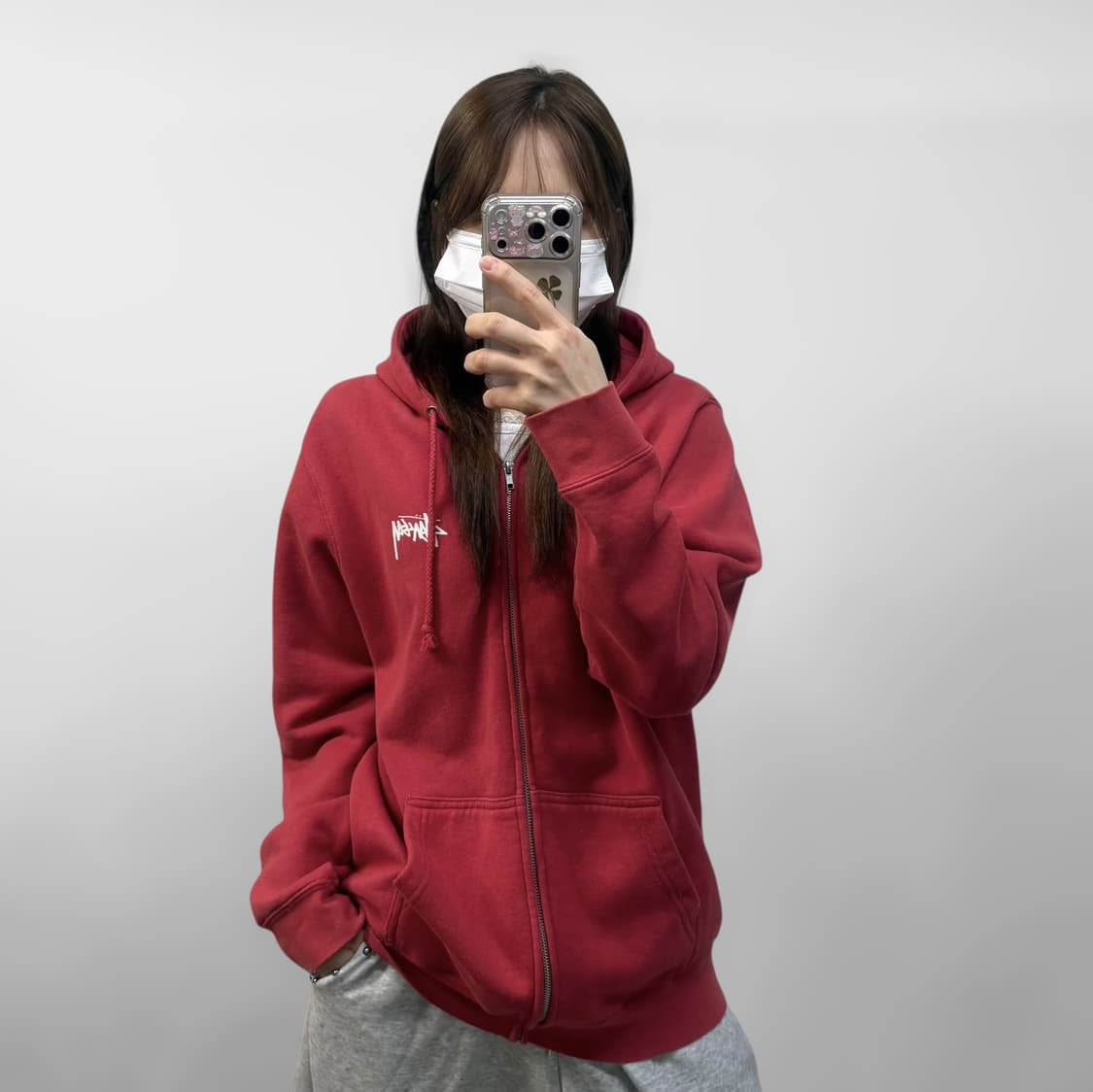 스투시 Stussy 클래식 닷 후드집업 레드 상품이미지1