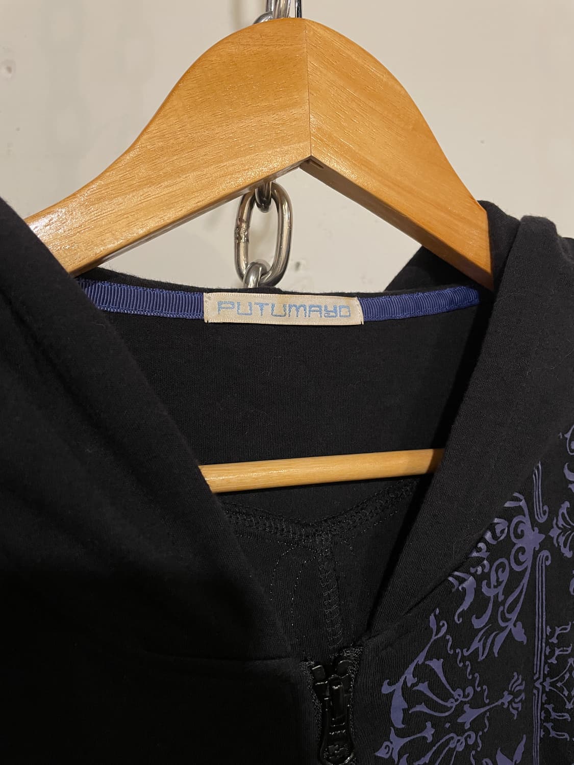 putumayo 푸투마요 플라워 프린팅 스티치 버클 블랙 후드집업 펑크 상품이미지6