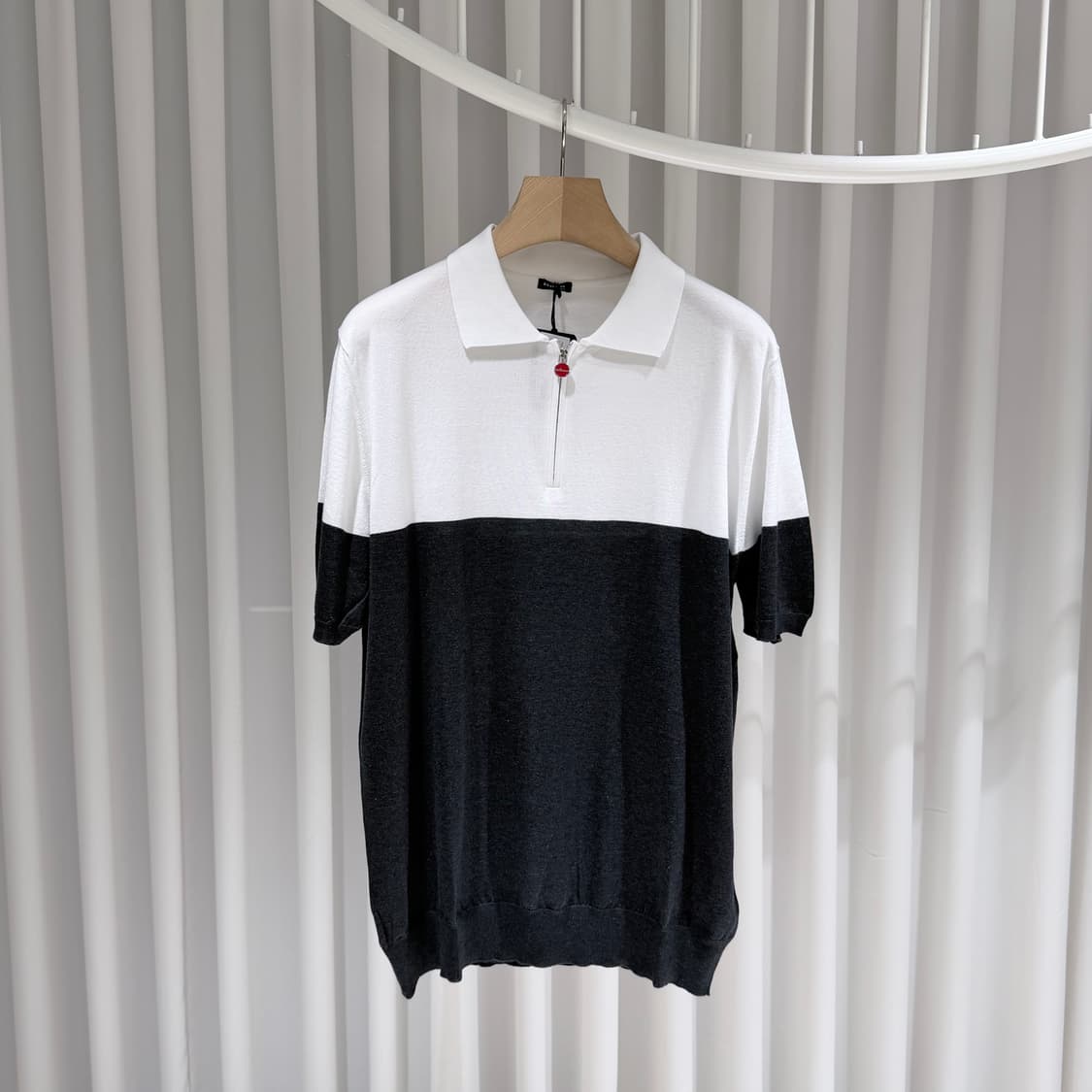 (S+/XXL) / 새상품 키톤 하프집업 코튼 카라 반팔 티셔츠 상품이미지1