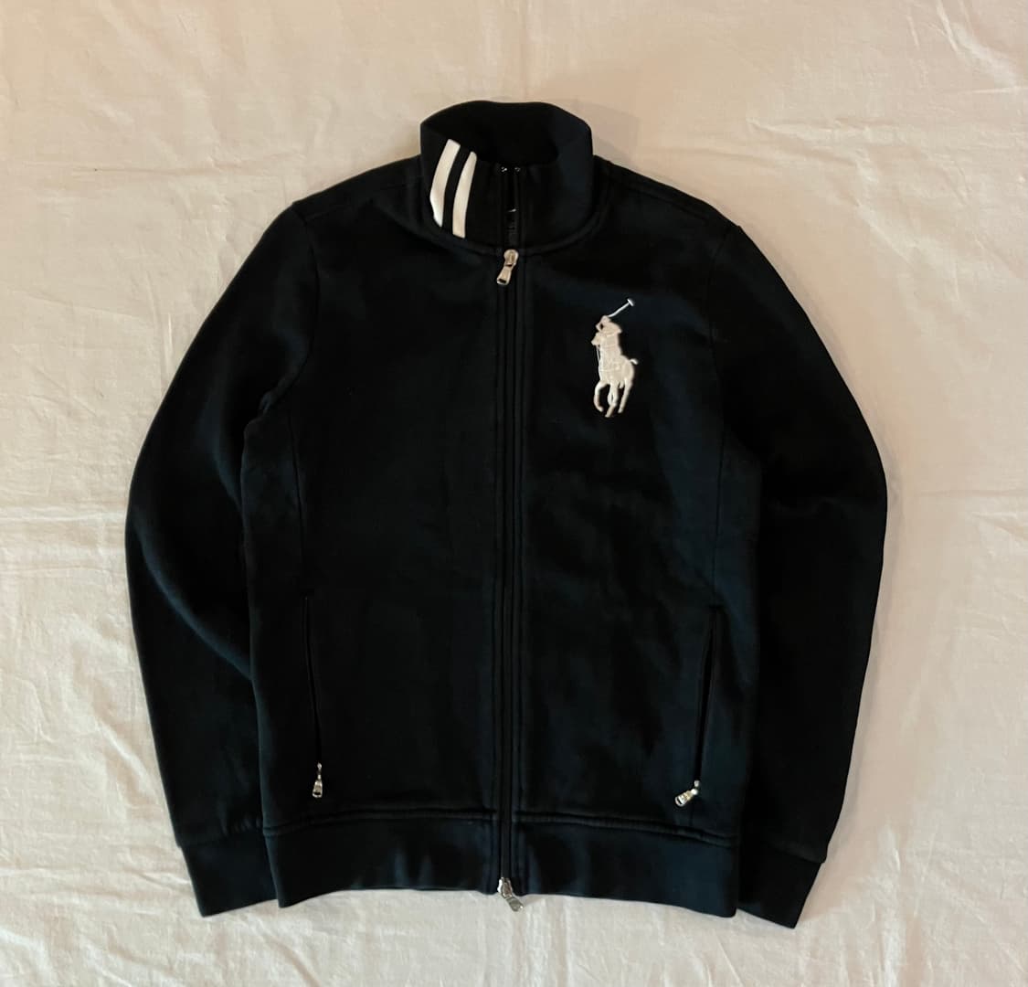 폴로 랄프로렌 딱붙핏 빅포니 코튼 집업 져지 블랙 상품이미지1