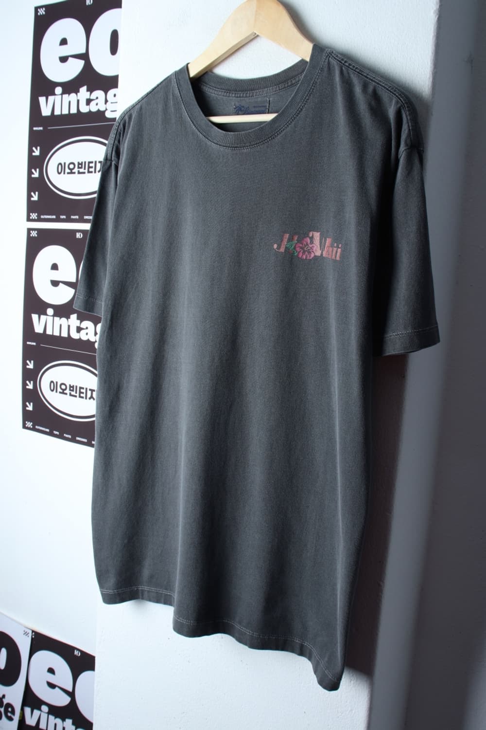 (L-2XL) 빅웨이브 반팔 티셔츠 피그먼트 하와이안 차콜-H33063 상품이미지1