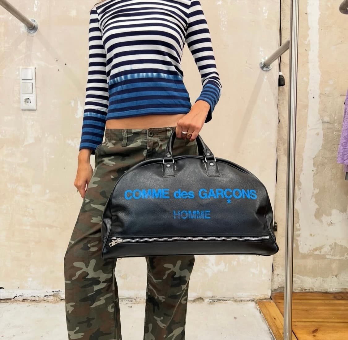 꼼데가르송 아카이브 한정판 pebbled 가죽 볼링백 상품이미지1