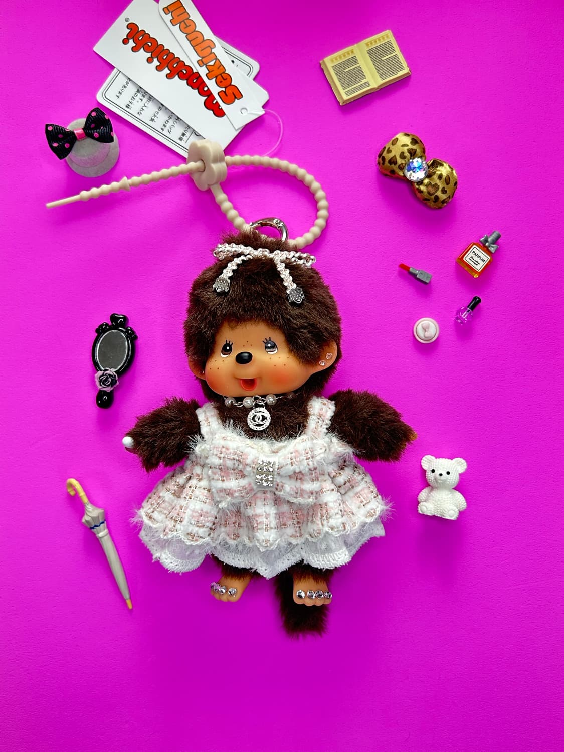 🤍정품 몬치치 커스텀 키링 – 핑크 트위드 에디션 상품이미지1