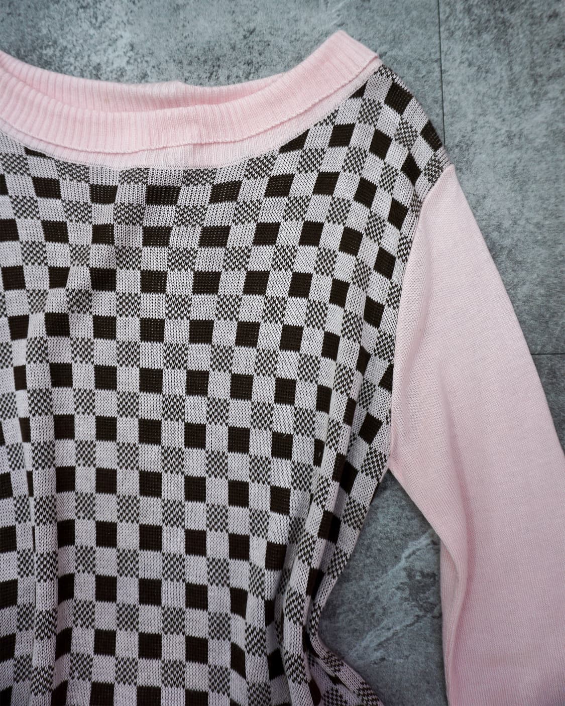 Pink Check Knit Top 상품이미지2
