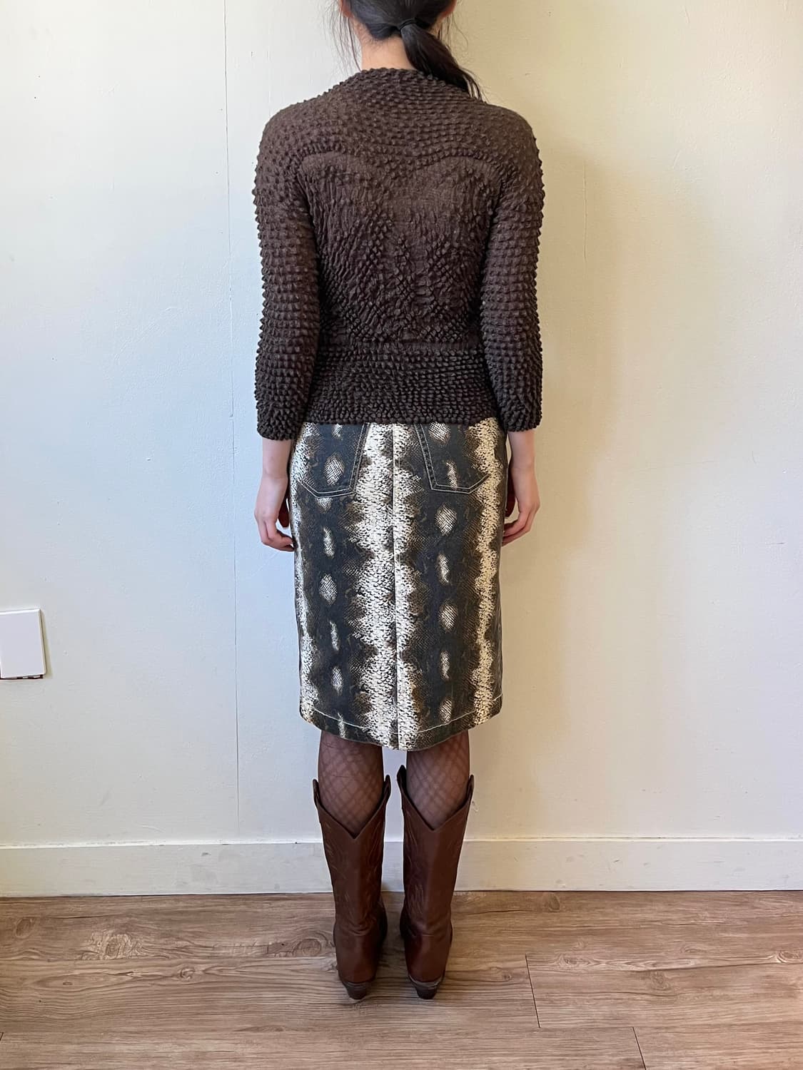 Japan Vtg 올리브 텍스쳐 탑 상품이미지9