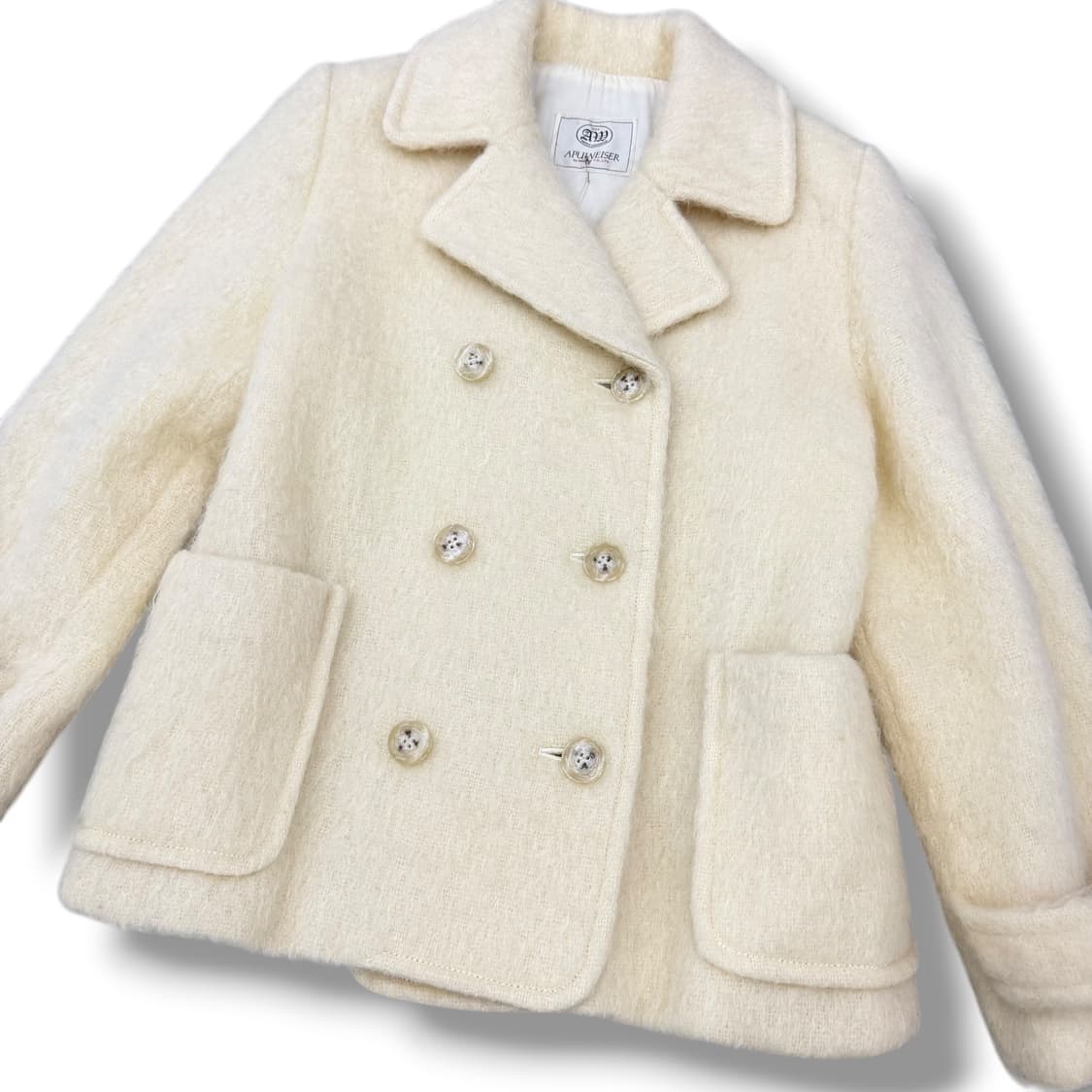 JPN 크림화이트 더블버튼 울 숏코트  상품이미지3