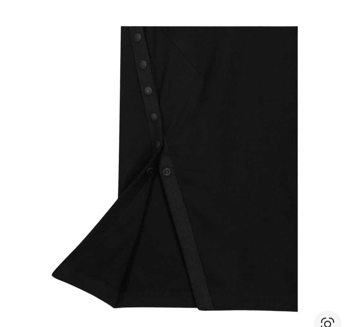 오호스 버튼 슬릿 미디 스커트 블랙 상품이미지5