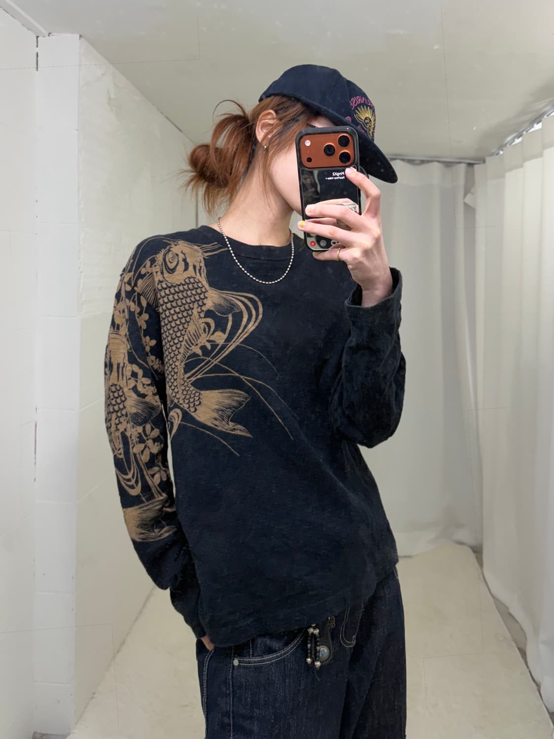 카라쿠리타마시이 오리엔탈 자수 프린팅 롱슬리브 상품이미지1