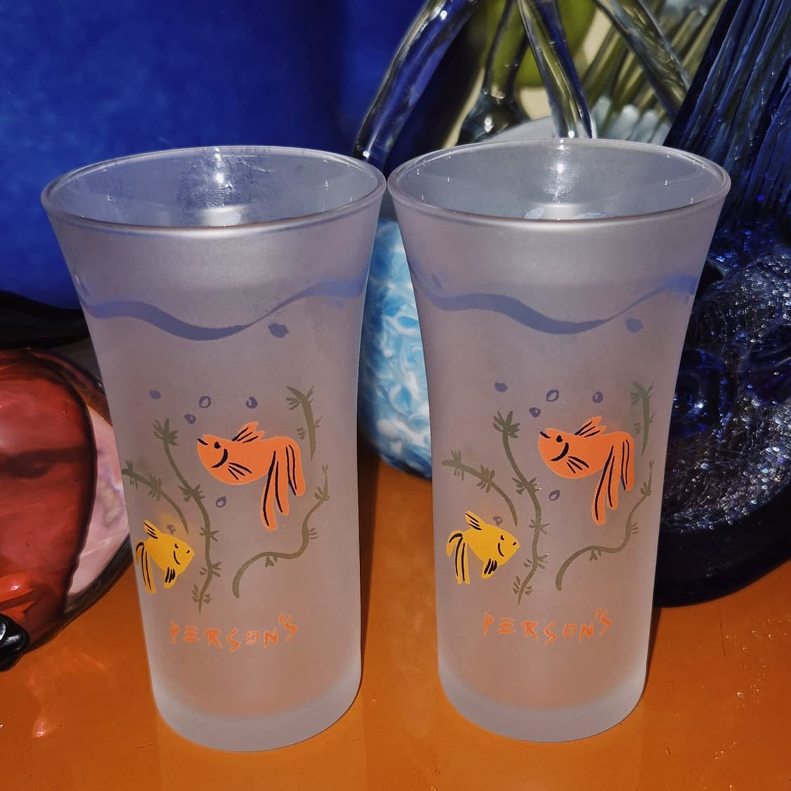 90s 레트로 파슨스 수초 금붕어 불투명 롱 글라스 1p 상품이미지6