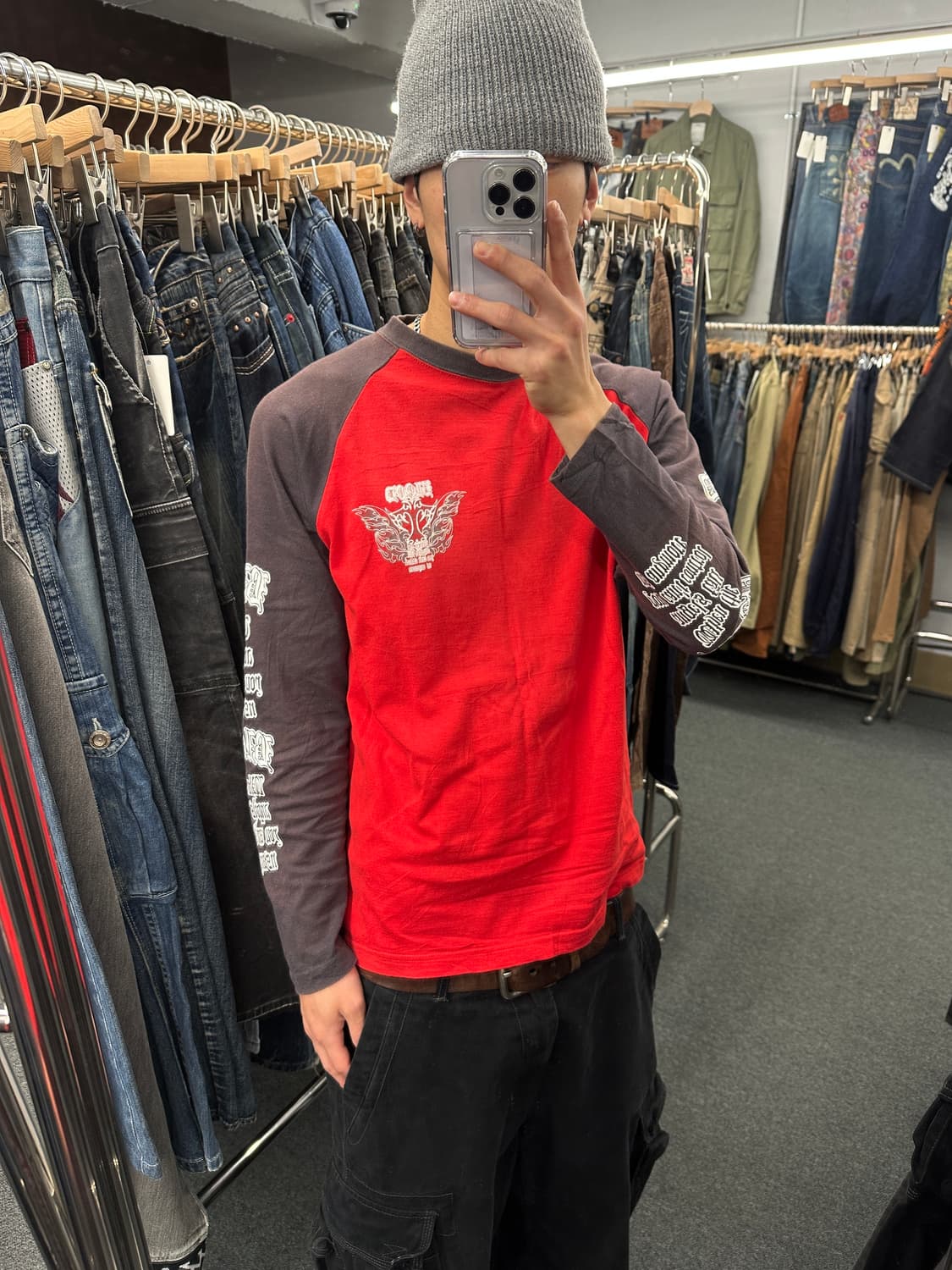 L) Beaumere 빈티지 프린팅 래글런 롱슬리브 긴팔티 상품이미지1