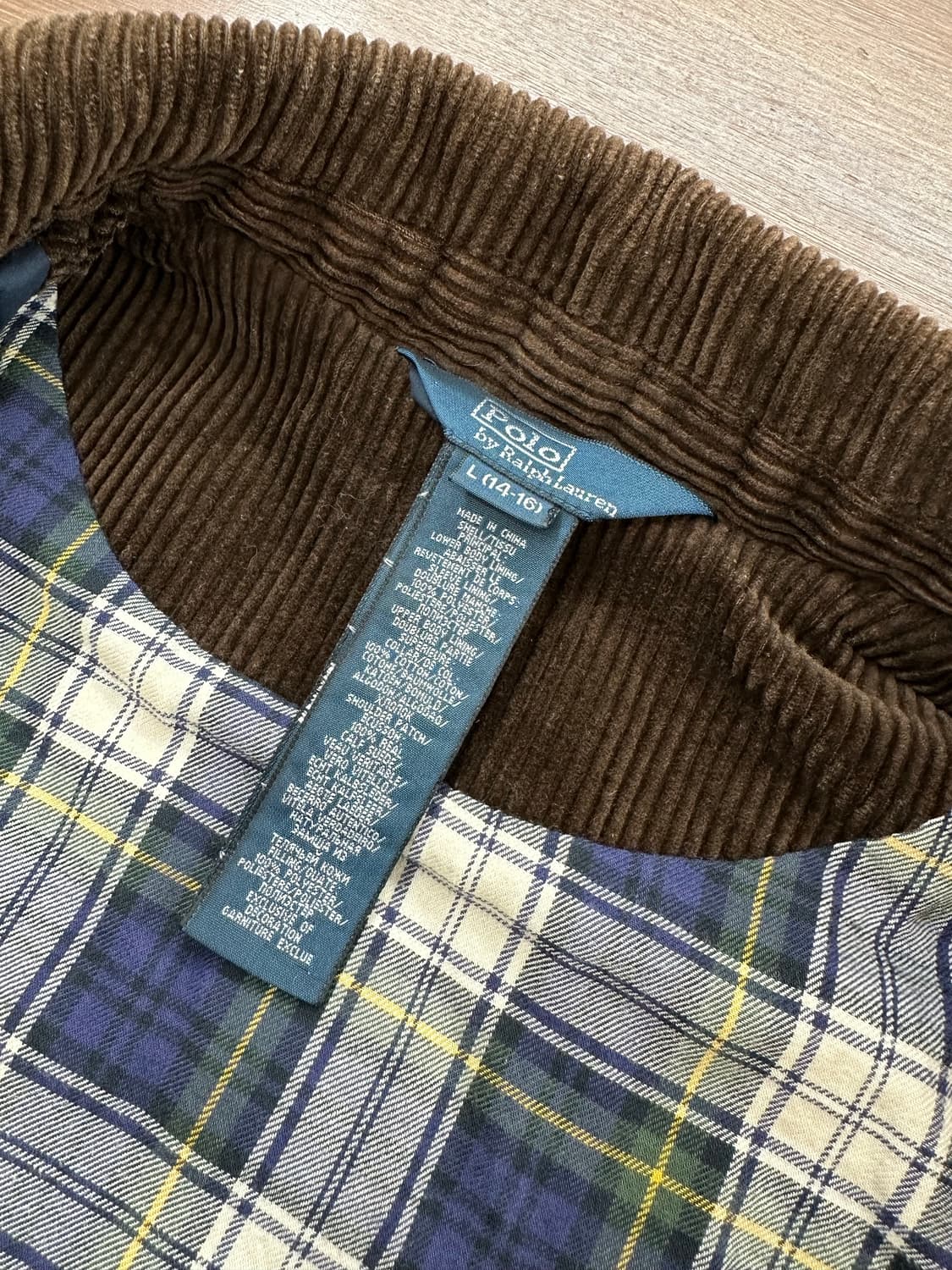 폴로 랄프로렌 캠튼 퀼팅 헌팅 자켓 코듀로이 스웨이드 타탄 체크 네이비 상품이미지7