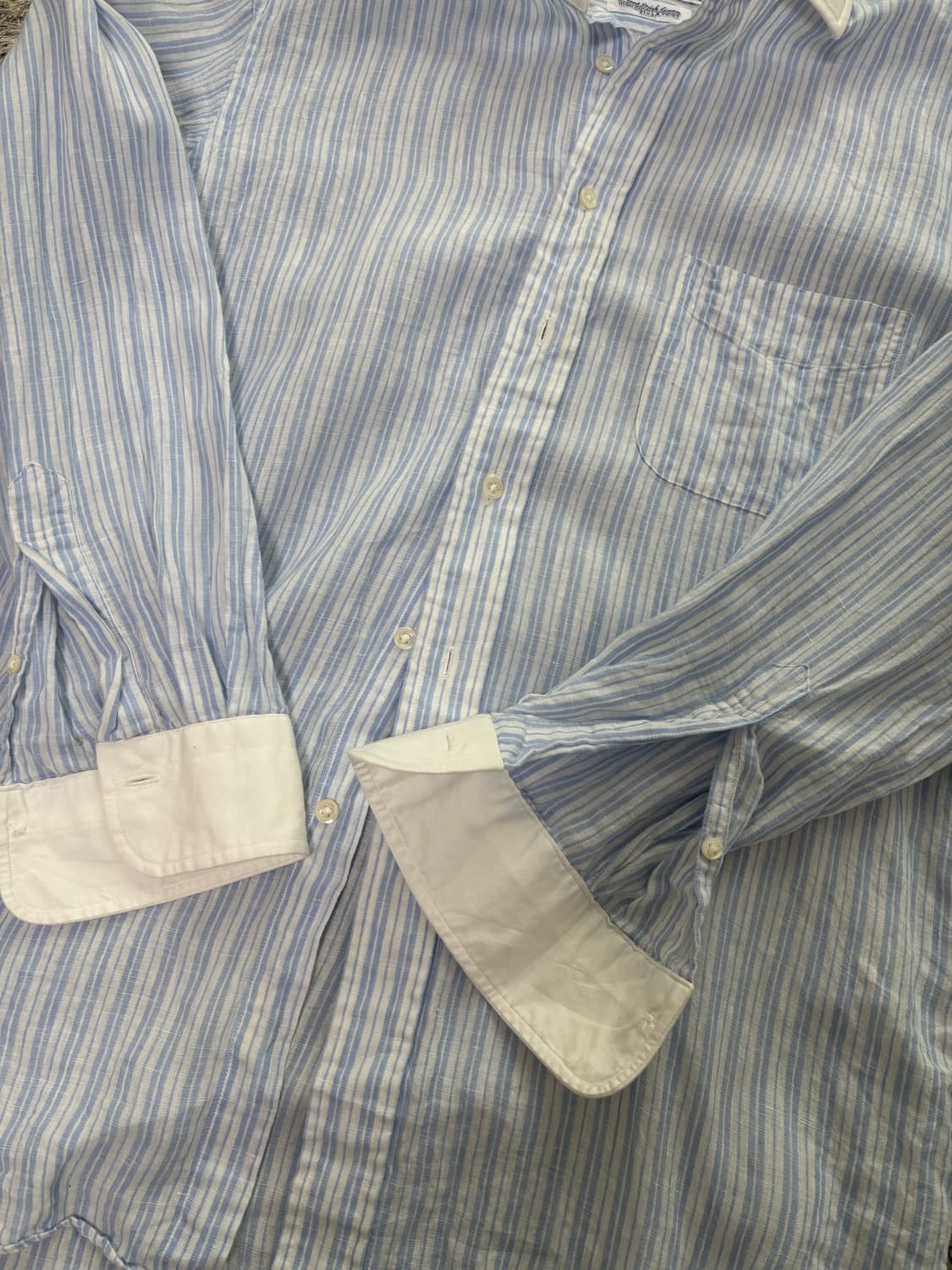 일제 린넨100프로 스트라이프셔츠 사이즈 100-105 상품이미지2