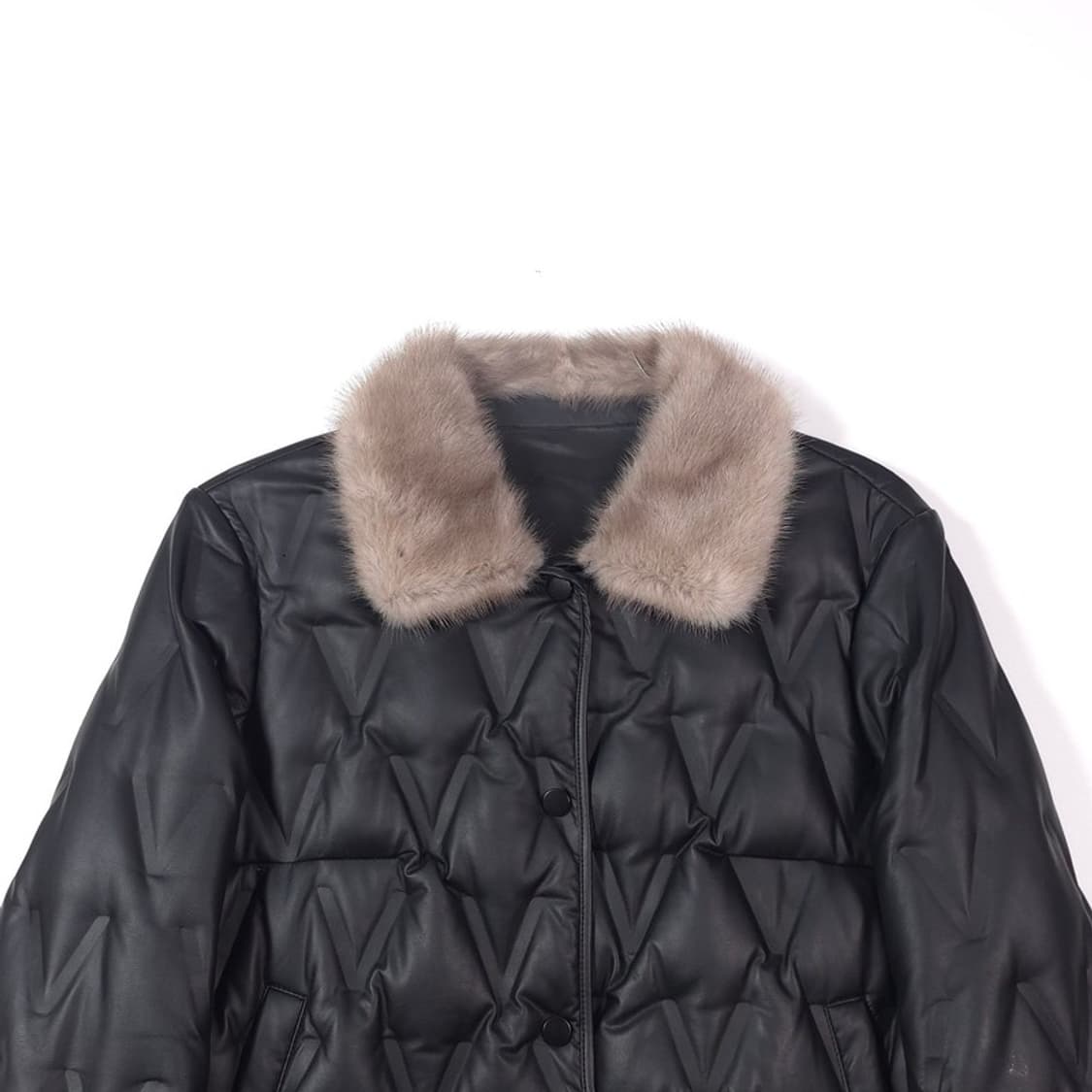 데스틸 밍크 퍼 카라 레더 덕다운 패딩 점퍼 55 상품이미지3