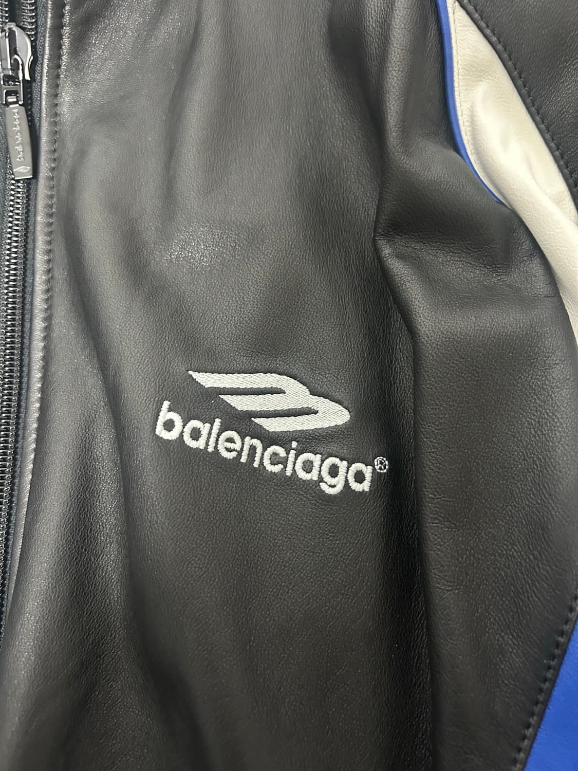 [1] 발렌시아가 3B 아이콘 로고 트랙 레더 가죽 자켓 상품이미지3