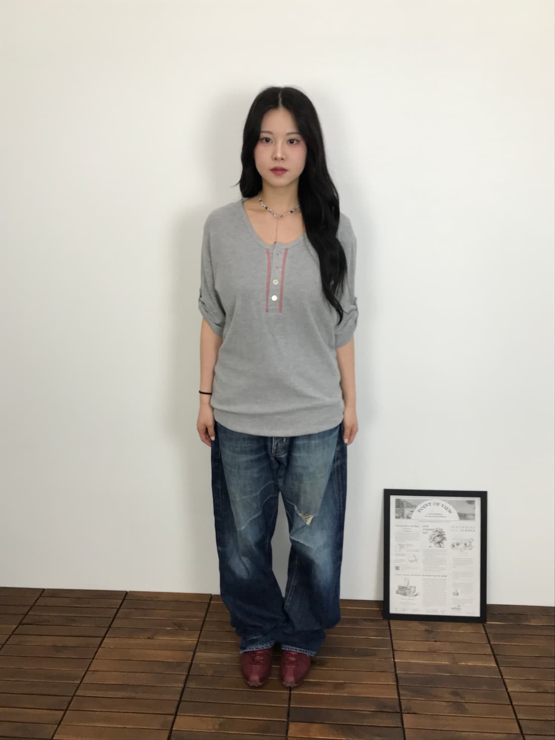 BODY WAVE Henley Button Detail Tee 상품이미지1